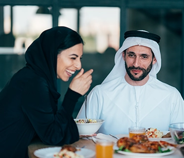 People enjoying a meal together
