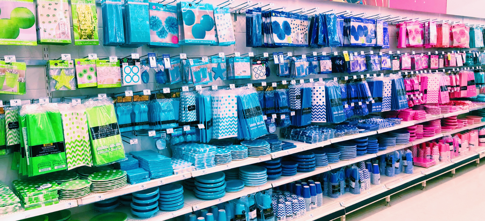 Products arranged on planogram shelf