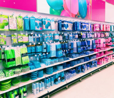 Products arranged on planogram shelf
